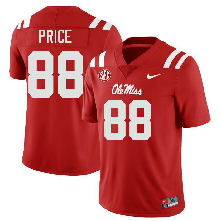 Ole Miss Rebels #88 Devin Price College Football Jerseys Stitched-Red